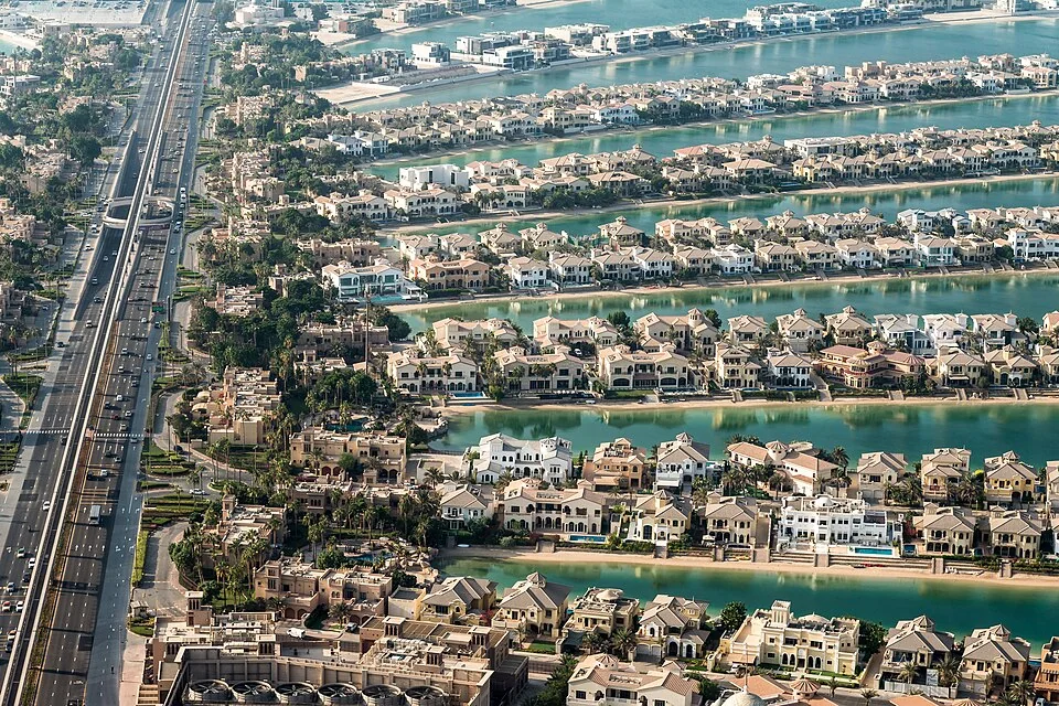 Villen auf den Palmwedeln von Palm Jumeirah, von The View aus gesehen, 2022