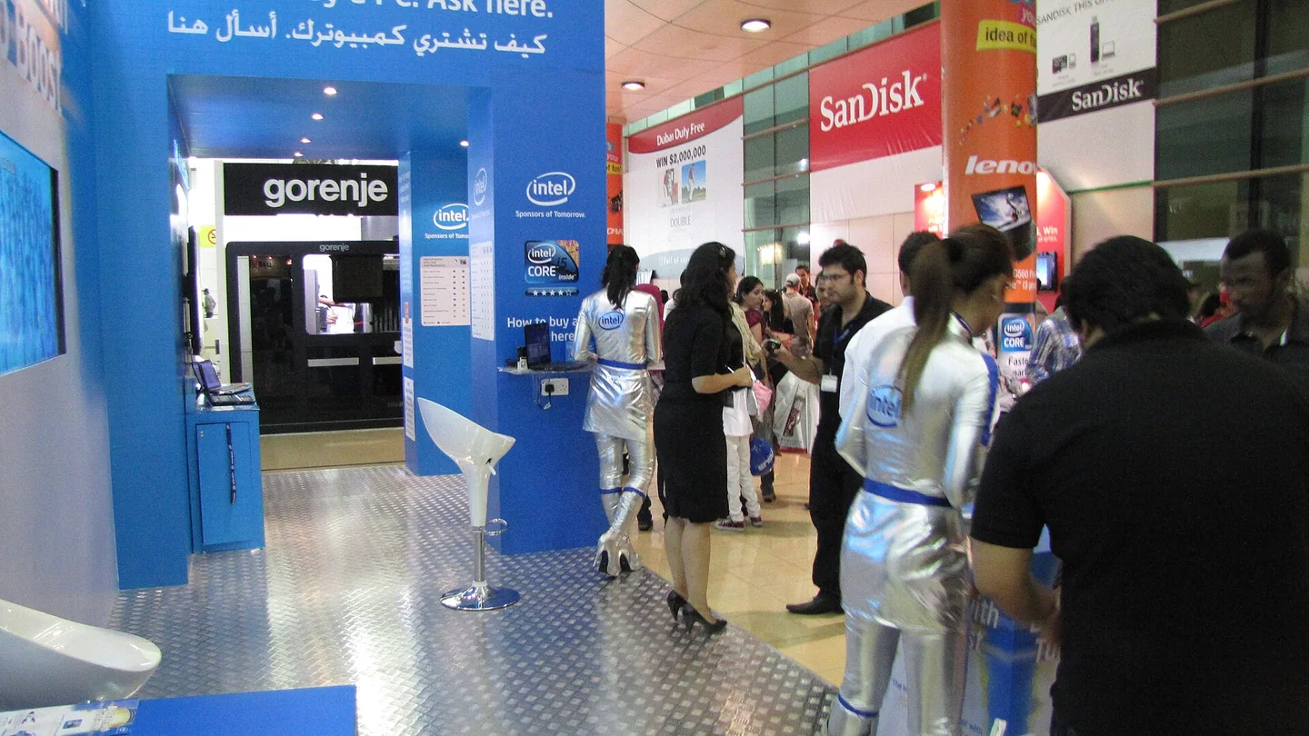 Visitors and exhibition stands at GITEX, 2010