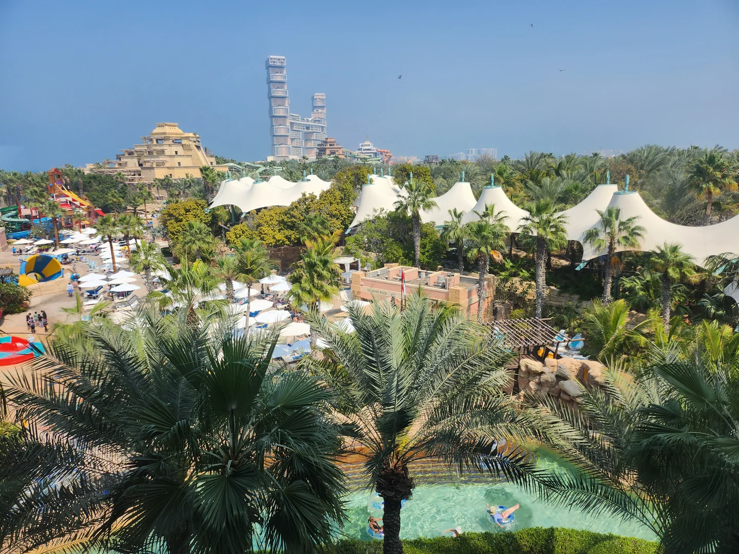Palm trees and water attractions at Aquaventure, 2023