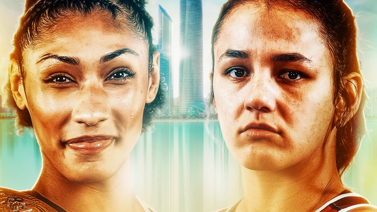 Kennedy Blades e Bella Mir sulla locandina dell’incontro femminile RAF Abu Dhabi 2026.