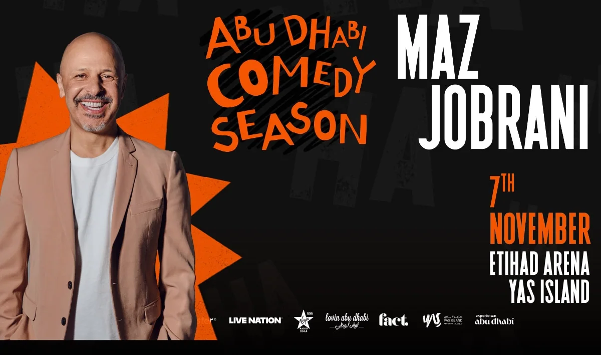 Maz Jobrani — Abu Dhabi Comedy Season: official poster, 7 November 2026, Etihad Arena.
