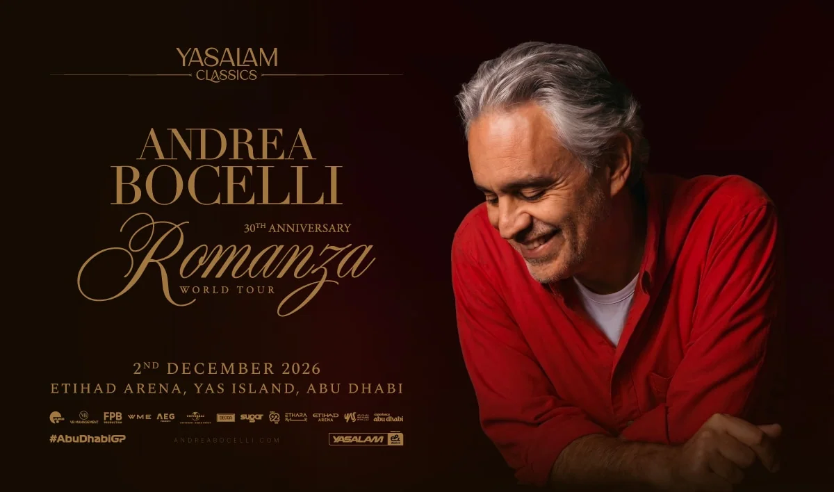 Andrea Bocelli: Romanza: official poster, 2 December 2026, Etihad Arena.