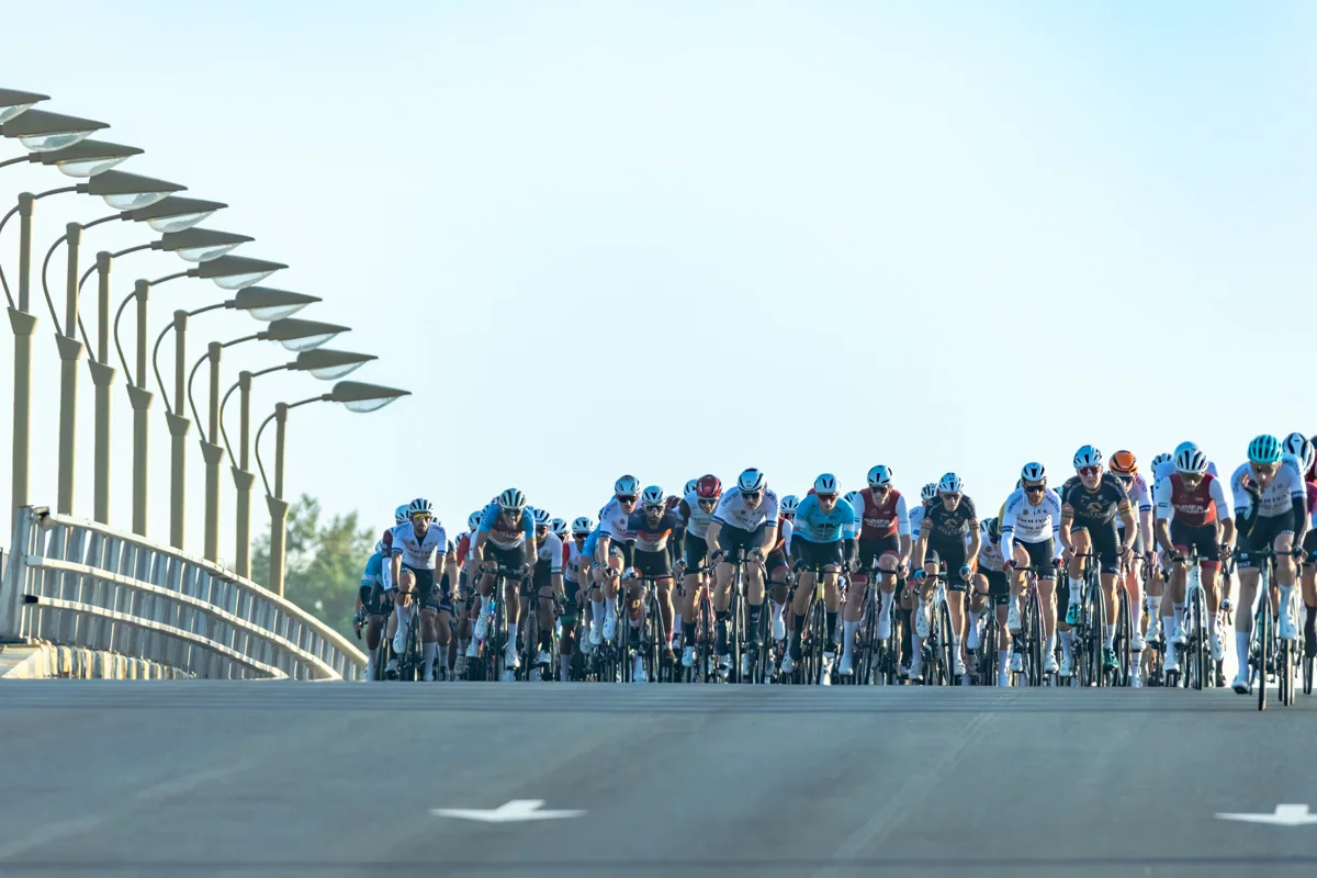 A cycling peloton. ADSC archive image in the Gran Fondo Abu Dhabi 2026 announcement.