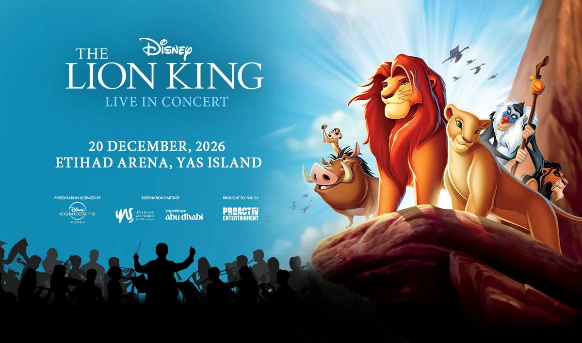 The Lion King in Concert: offizielles Plakat, 20. Dezember 2026, Etihad Arena.