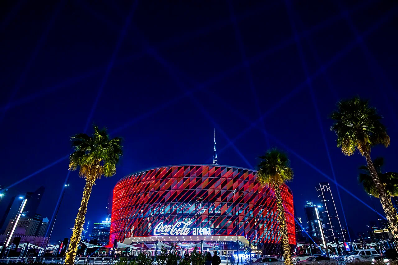 Die Coca-Cola Arena bei den Abschlussfeierlichkeiten des Dubai Shopping Festival 2020.