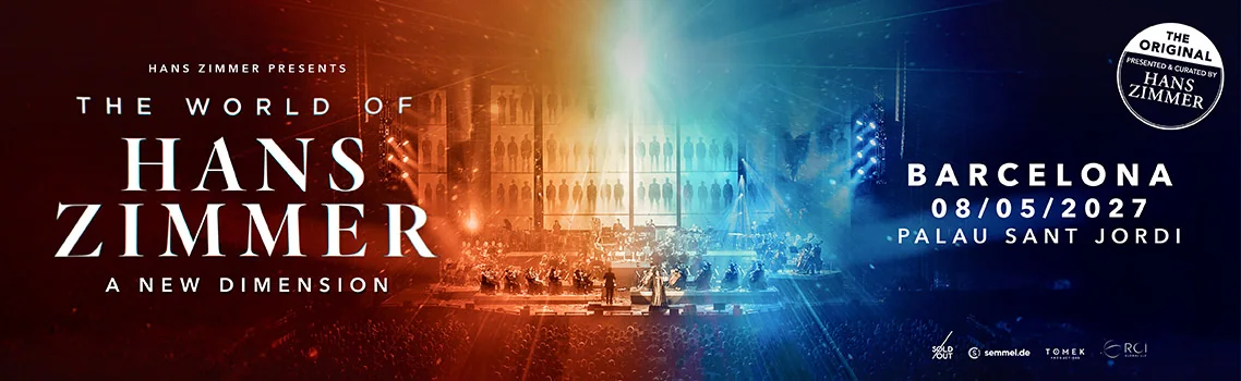 Official poster for The World of Hans Zimmer in Barcelona, 8 May 2027.