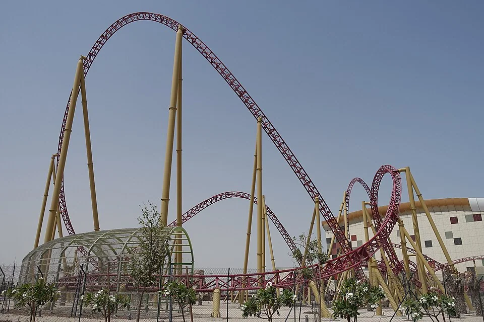 Die Strecke der Achterbahn Velociraptor im IMG Worlds of Adventure, 2018