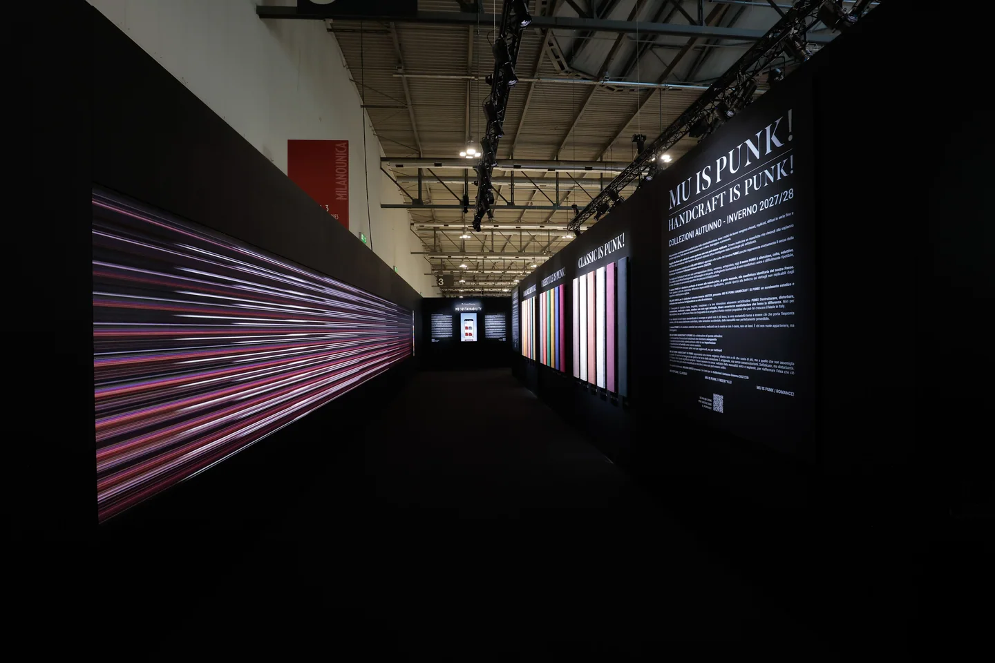 The MU is PUNK installation in a dark exhibition space.
