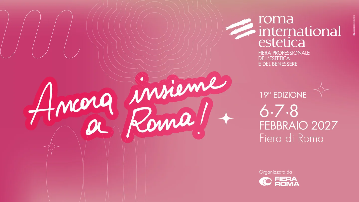 Офіційна рожева афіша Roma International Estetica, 6–8 лютого 2027.